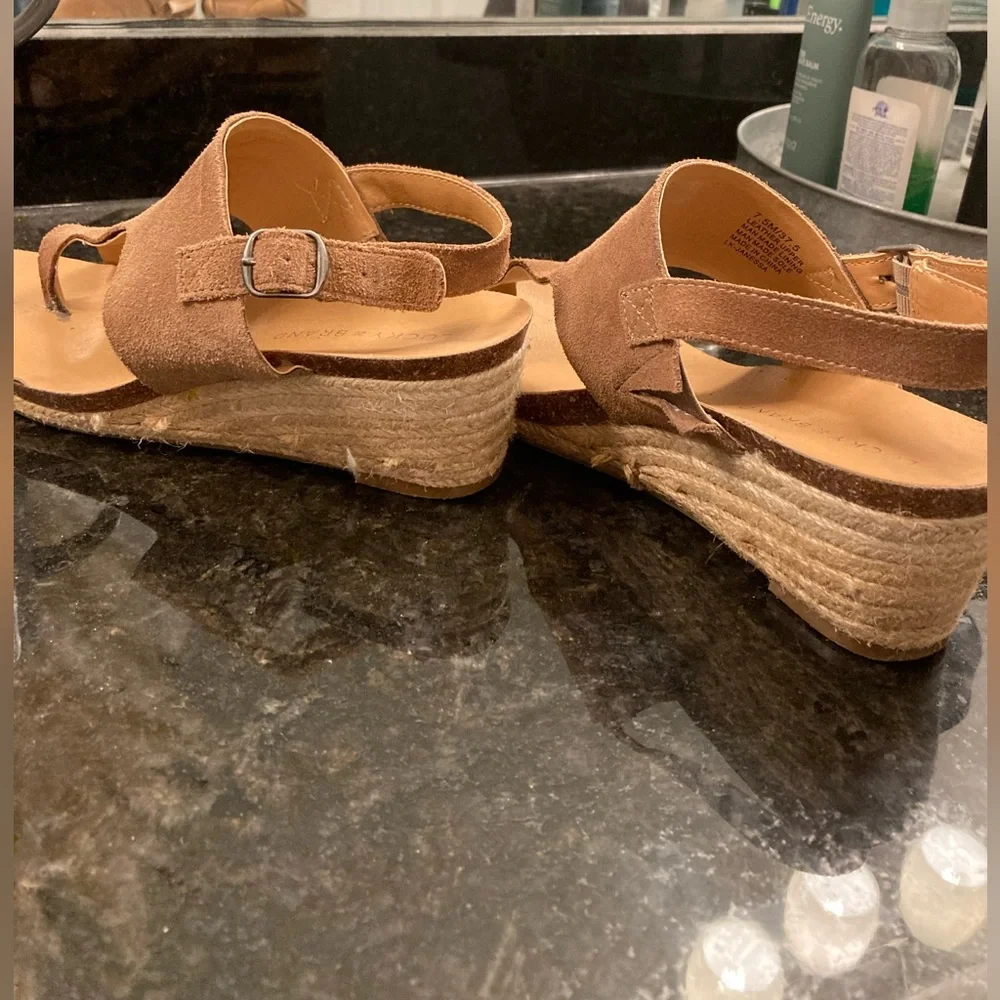 Lucky brand leather sandal wedge heels 7.5